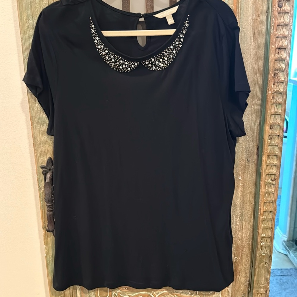 Banana Republic beaded Peter Pan collar tee